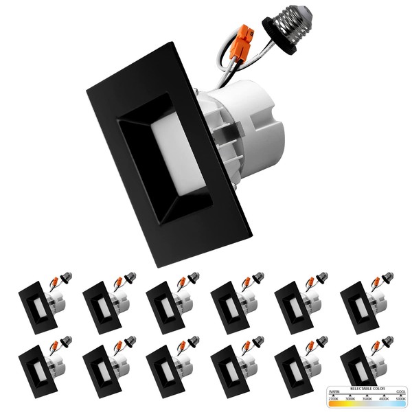 NUWATT 12 Pack, 4 Inch Retrofit LED Square Recessed Lighting,