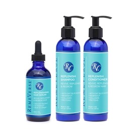 RemeVerse - Hair Growth System For Thinning Hair - Replenishing Shampoo, Conditioner, & Hair Serum - Redensyl - Silicone & Sulfate Free - Nourishing Botanicals - Vitamin C & E - Citrus Scent