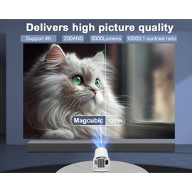 Mini Projector 4K 1080P Support, Portable Projector WiFi6 BT 5.0 Android 11, Smart Projector Auto Horizontal Correction,180°Rotatable Outdoor Movie Projector (White)