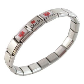 Gadow Jewelry COPD Medical Bracelet Italian Charm Style Stretchy Stainless Steel
