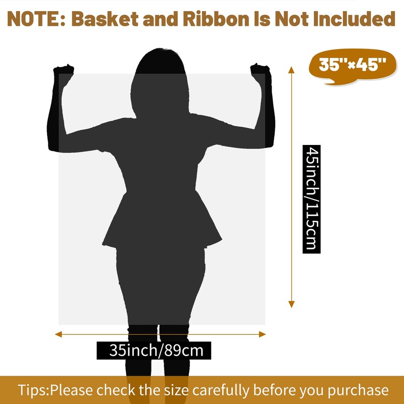QOIUSO 6Pack Large Cellophane Basket Bags 35x45 Inch – Jumbo