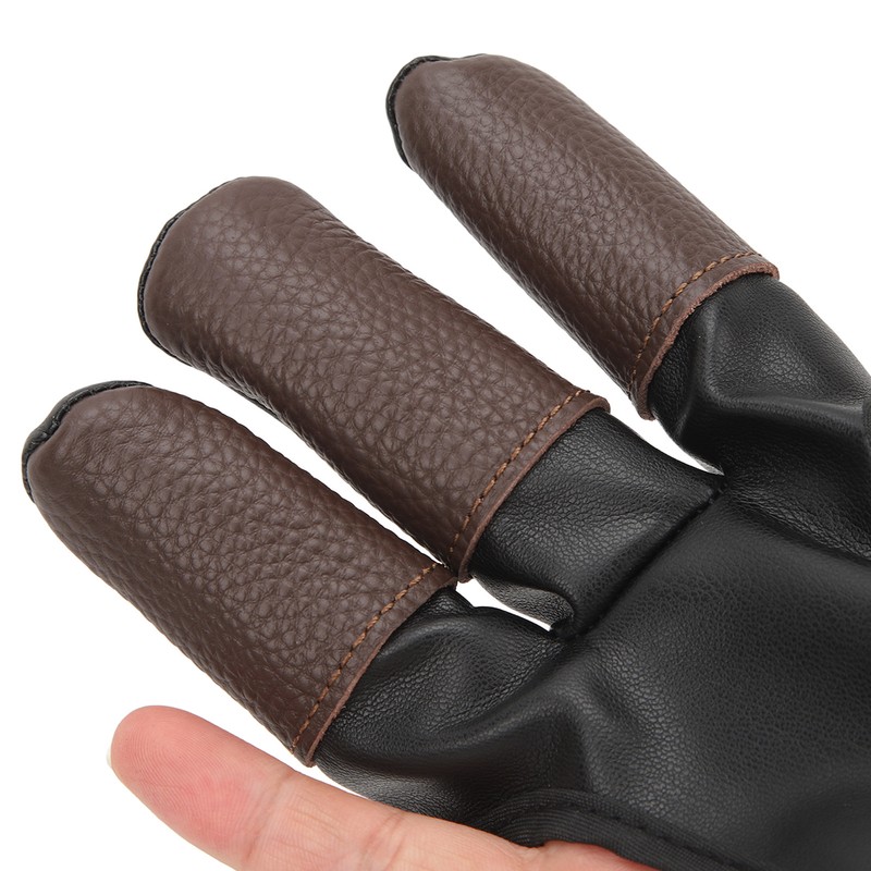 Archery Glove Finger Tab Accessories Three Finger Guard PU Leather
