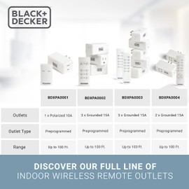 BLACK+DECKER Wireless Remote-Control Outlet Timers, Pack of 2 Grounded Outlets, 1 Remote