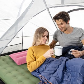 SUTAFOR Inflatable Pillow, Pack of 2, Camping Pillow, Travel Pillow, Lightweight Pillow, Flocking Seat Cushion for Beach, Outdoor, Hiking, 44 x 28 cm, Pink