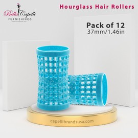 BellaCapelliUSA.com Hourglass All Hair Types Unisex Rollers- Blue HGR 37mm/1.46in – Pack of 12