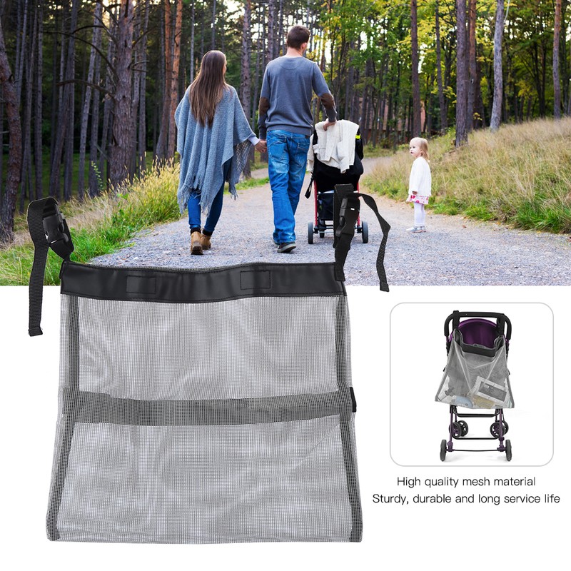 Multifunction Hanging Baby Stroller Mesh Storage Bag Portable Breathable Practical