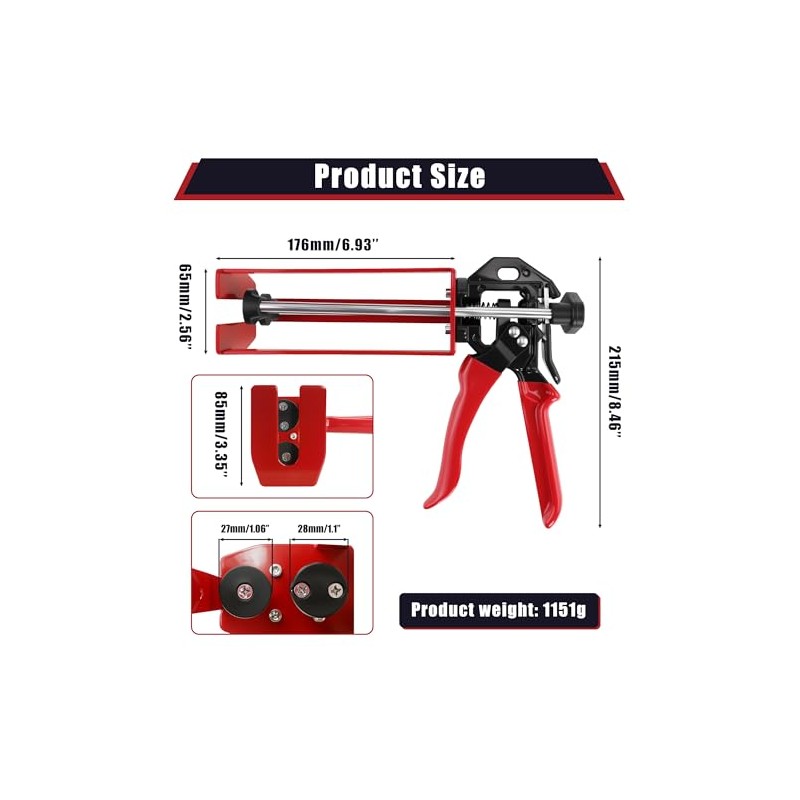 200ml Epoxy Gun Dual Component Professional Heavy-Duty Full Metal Caulking