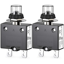 CLDIY Thermal Circuit Breaker 98 Series 5A 125/250VAC Push Button Reset for Circuit Breaker with Quick Connect Terminals and Waterproof Button Cover 32VDC Pack of 2