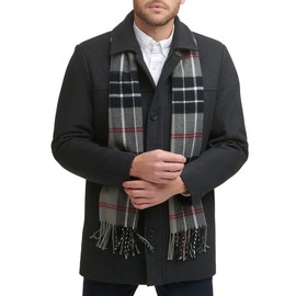 Dockers Men's Weston Wool Blend Coat (Regular and Big & Tall), Charcoal/Light Grey Scarf, Medium