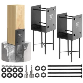 8"x8" (Actually 7.5"x7.5") Heavy Duty U-Shaped Fence Post Holder Bracket, Wet Concrete Post Bracket, for Deck railings, Fences, gazebos Wet Concrete Foundation Support (Dark Gray-2Pack)