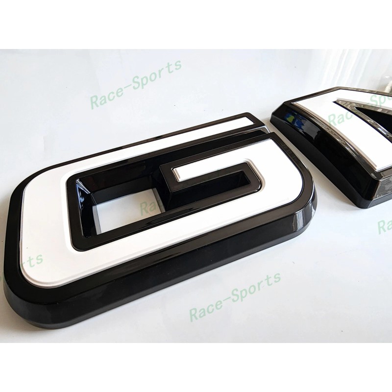 Auto GMC OVERLAY Front Rear Gloss Black White GMC Emblems