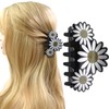 White Daisy Hair Claws Non Slip Medium Thick Hair Claws