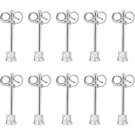 LTZB 5mm Small Womens Stainless Steel Round Clear Cubic Zirconia Stud Earrings (5 Pairs), Aluminium
