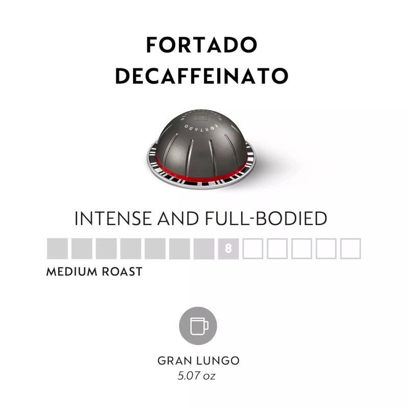 Nespresso Vertuo,Fortado Decaffeinato 100 PODS 5.07 OZ BULK/LOOSE 10/31/2025