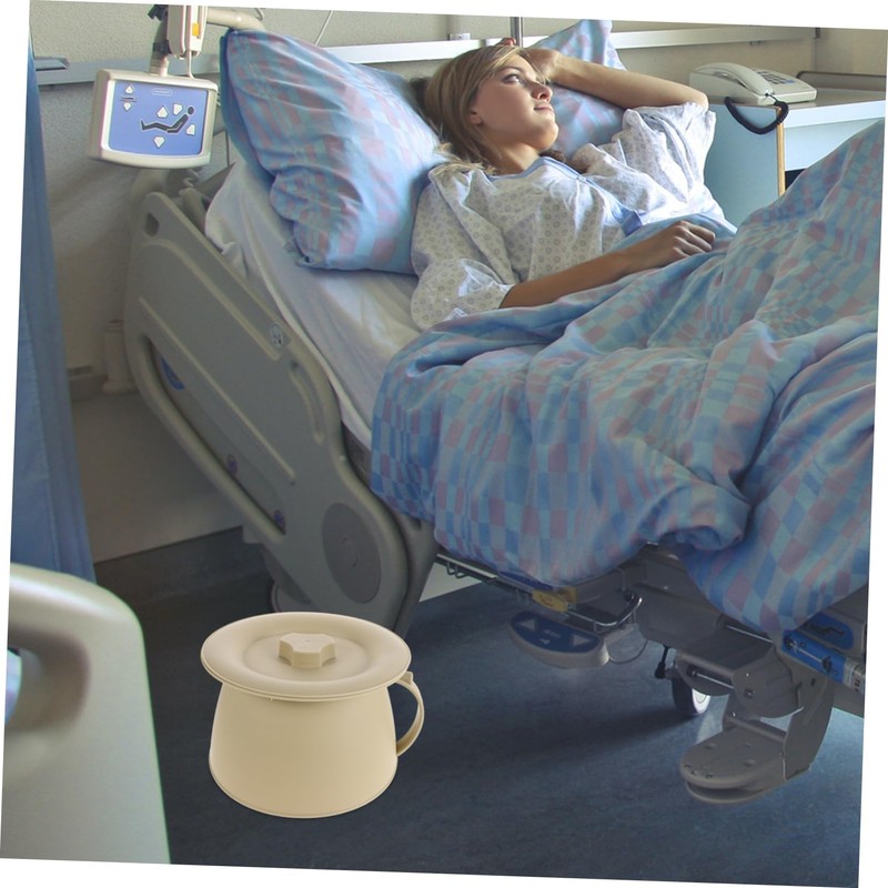 Ipetboom Sturdy Plastic Bedpan with Cover Urinal for Disabled Bedridden