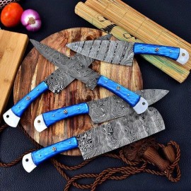 Aj Sanity Knives 5 pieces chef knives set Damascus steel kitchen butcher knife thanks giving gift