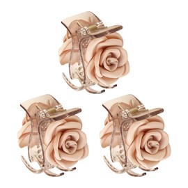 3 Pcs Small Rose Flower Hair Claw Clips Fabric Flower Hair Claws Floral Jaw Hair Clips No Slip Hair Clamps Cute Hair Barrettes Accessories for Women Girls