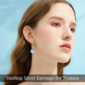 Blue Larimar Earrings for Women Sterling Silver Teardrop Vintage Natural Gemstone Leverback Drop Earrings Jewelry Birthday Anniversary Valentine Mothers Day Christmas Gifts for Her Wife Mom