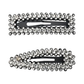 Rhinestone Hair Clips Glitter Snap Clips for Hair with Black Back Decorative Hair Barrettes Hairpins Metal Hair Pin Crystal Hair Clips for Styling Thin Thick Hair Accessories for Women Girls 2 PC