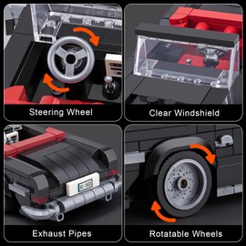 HIGH GODO Racing Car Building Block Sets Car Clamping Building Blocks Construction Kit, Speed Champion Qldtimer Model, Collecting Sports Car Gifts for Children from 6 Years or Adults (Red)