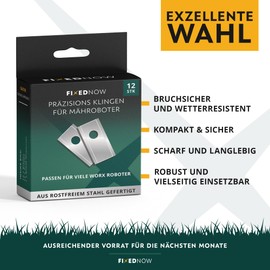 FixedNow Robotic Lawnmower Replacement Blade Set [12 Pieces] Compatible with Worx Landroid and Kress Models Lawn Mower Ultrasonic Sharp, Replacement Blades Blade Set, Replacement Parts for Automowers,