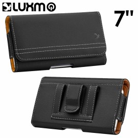 Luxmo UNIVERSAL POUCH Fits (7" x 3.5") - Black PU Leather Belt Clip Holster Case Cover