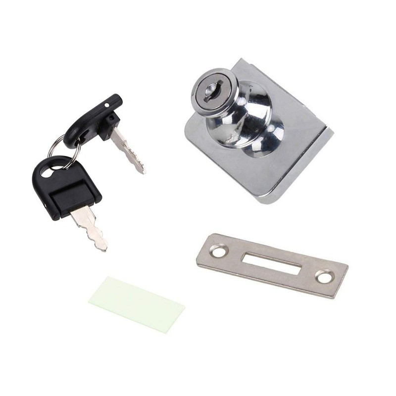 Luomorgo 2Pcs Showcase Lock Stainless Steel No Drill Glass Door