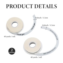 2pcs Thank You Ribbon, 0.59 Inch × 40 Yards Cotton Ribbon, Natural Twill Tape, Elegant Texture, Durable for Home Decoration, Wedding Return Gifts, Teacher's Day Gifts, Etc.