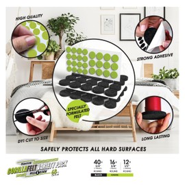 Slipstick Gorilla Felt ¾ Inch Furniture Pads (68 Pcs) Premium Furniture Pads & Chair Leg Floor Protectors for Hardwood Floors & Hard Surfaces