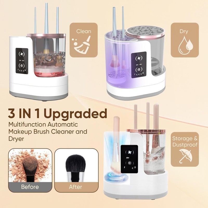 3 IN 1 Electric Makeup Brush Cleaner,Automatic Makeup Brush Cleaner