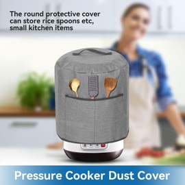 Cubierta antipolvo de olla a presión, cubierta protectora de olla múltiple impermeable y térmica con bolsillo y manija, adecuada para freidoras de aire de olla a presión eléctrica, 38 x 38,7 cm