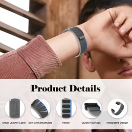 RanBluu QuickFit 26 mm Strap for Garmin Tactix 8 51 mm/fēnix 8 51 mm/Enduro 3/Fenix 7X/6X, Nylon Velcro Replacement Strap, Sport Loop Bracelets Compatible with Garmin Descent Mk3i, Blue & Grey