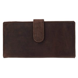 CTM Vintage Leather RFID Checkbook Cover Wallet with Snap Closure, Brown