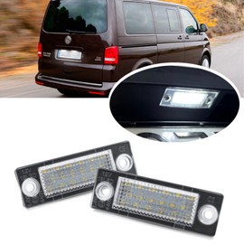 2 x LED Number Plate Light for VW Caddy MK3 Transporter T5 T6 T6.1 Golf MK5 P/Assat B5 B6 J / etta Touran Skoda Superb 18-SMD 6000K White Canbus LED Tag Lamps
