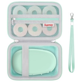 Supmay Hard Carrying Case for SUPVAN E10 Bluetooth Label Maker Machine, Continuous Waterproof Label, Inkless Labeler Protection Case with Mesh Pocket for Label Maker Tape, USB Charging Cable, Green