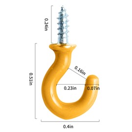 Small Screw Ceiling Hooks, Screw in Home Office Kitchen Bathroom Wall Hook,Christmas Lights Hanger Hooks,Indoor and Outdoor for Coffee Tea Cup Plants Ceiling Hook,0.5 Inches,Yellow,40 Pieces.