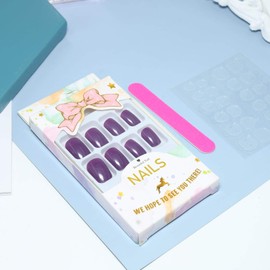 YienDoo Glossy Square Head False Nails Grape Purple Acrylic Nails Press on Nails Full Cover Art Salon Fake Nails Tips for Women and Girls （24Pcs）
