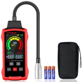 KeenWise Natural Gas Detector, Gas Leak Detector with Audible & Visual Alarms, Gas Concentration Display, Locating Propane, Natural Gas, Combustible Gas Leak for Home and RV (Includes 3 Batteries)