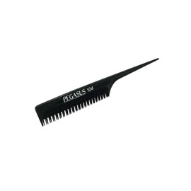 Pegasus 104, 8in Hard Rubber Rat Tail Tease Comb, Handmade, Seamless, Smooth Edges, Anti Static, Heat and Chemically Resistant, Great for Parting, Coloring Hair | Peines de goma dura - Black
