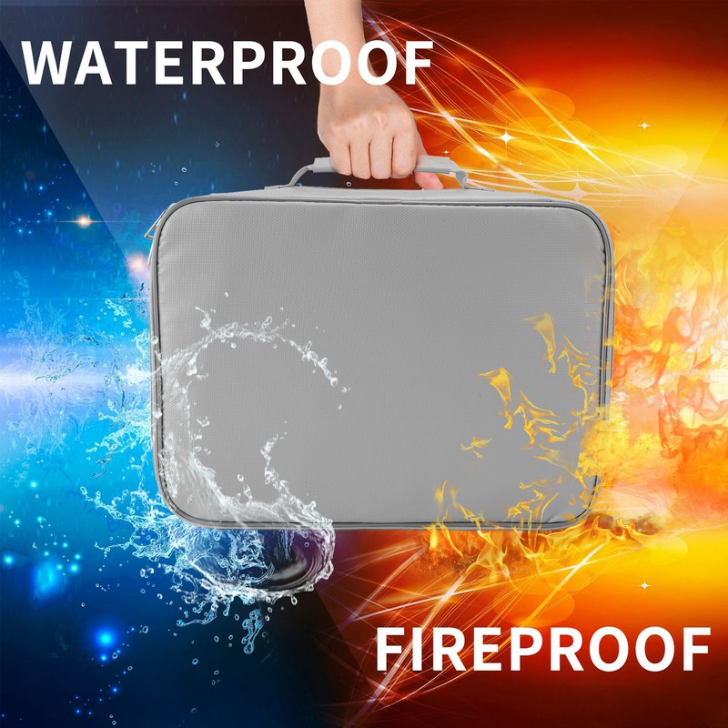 Fireproof Document Bag Portable Waterproof Office Important Document Storage Organizer