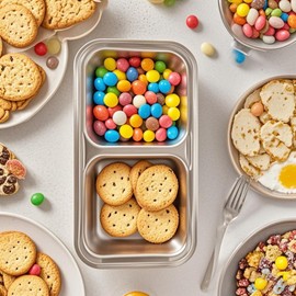 Nailmee Stainless Steel Snack Containers, 2 PCS Grab and Go Double Compartment Reusable Snack Containers with Lids, Food Lunch Meal Container, Food Snack Boxs for Travel, Office, Picnic