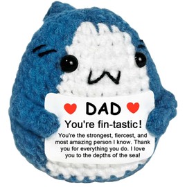 Krinisou Shark Gifts for Dad from Daughter Son, Fathers Day Birthday Gifts for Dad, Positive Crochet Animals I Love You, Thank You Presents for Papa