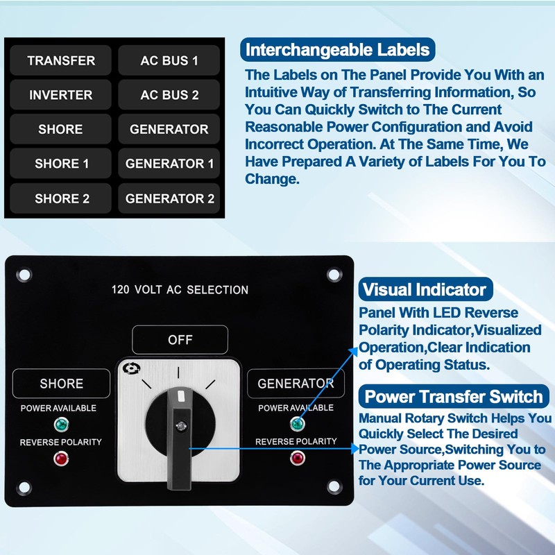 Sekelo AC Rotary Switch Panel 2 Position 120V 30A- Efficient