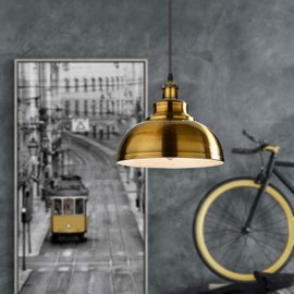 LEDSone Yellow Brass Metal Ceiling Lamp Shade - Easy Fit Light Pendant 29cm Modern Ceiling Lighting Shade for Bedroom, Hallway, Office, Café, Restaurant Industrial Light Shade Hanging Pendant