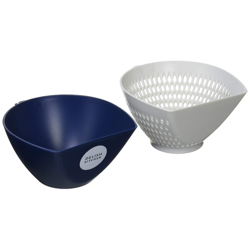 DELISH KITCHEN Pearl Metal Chilitori Colander Bowl, Small, Navy