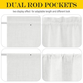 NICETOWN 100% Blackout Linen French Door Curtain, Lightweight Tie Up Shade for Privacy Thermal Insulated Door Window Covering for Bedroom Living Room, W25 x L40, 1 Panel, White Dove