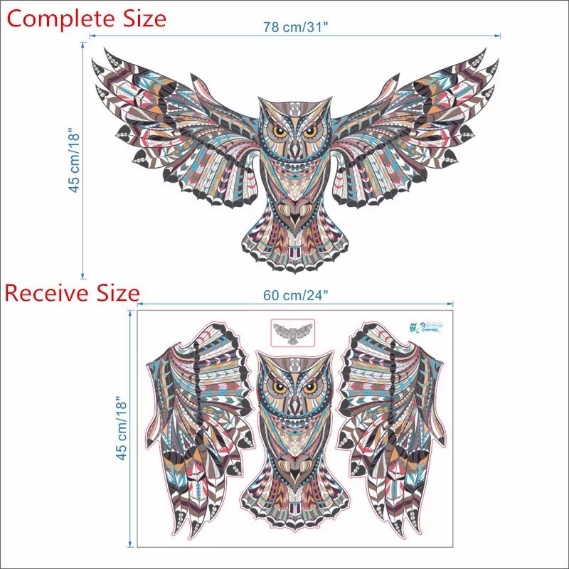 DaraBaby Vinil Decorativo Búho Volando Multi Color Estancia -034