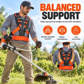Adjustable Brush Cutter Harness for Yard Work – Padded Double Shoulder Support for Trimming and Mowing
