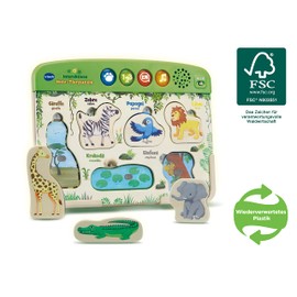 Vtech Baby Interaktives Holz-Tierpuzzle – Umweltfreundliches Steckpuzzle mit Musik und lustigen Geräuschen aus FSC®-zertifiziertem Holz – Für Kinder von 1,5-4 Jahren