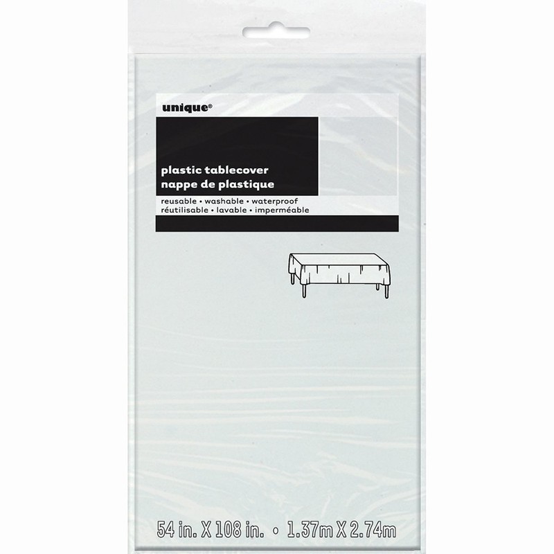 Unique Party Clear Plastic Tablecloth, 108" x 54"